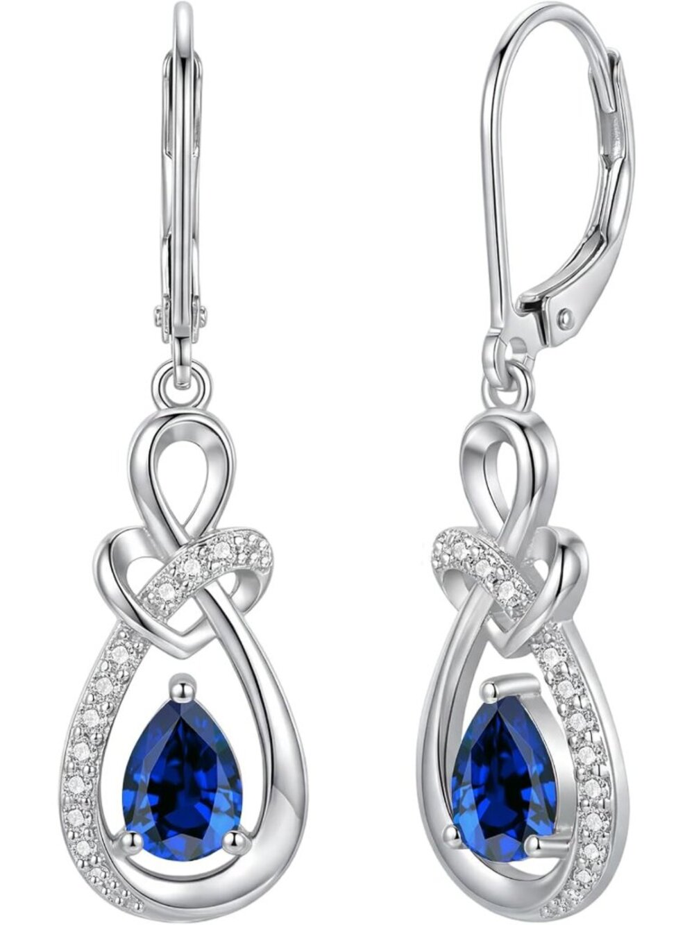 Elegant Infinity Dangle Drop Earrings | 925 Sterling Silver Teardrop Jewelry for